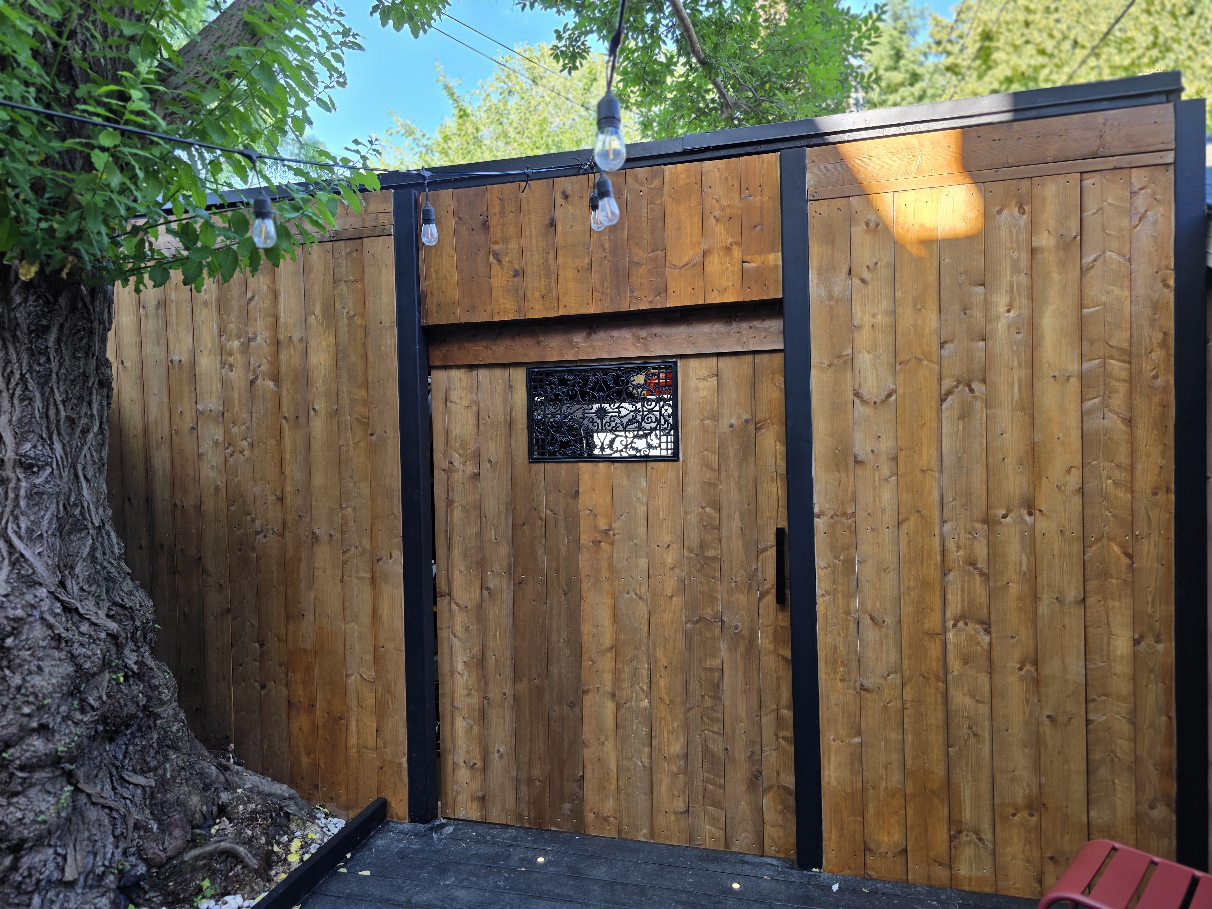 Sliding Gate with Premium Horizontal Metal Insert | Custom Modern Gate ...