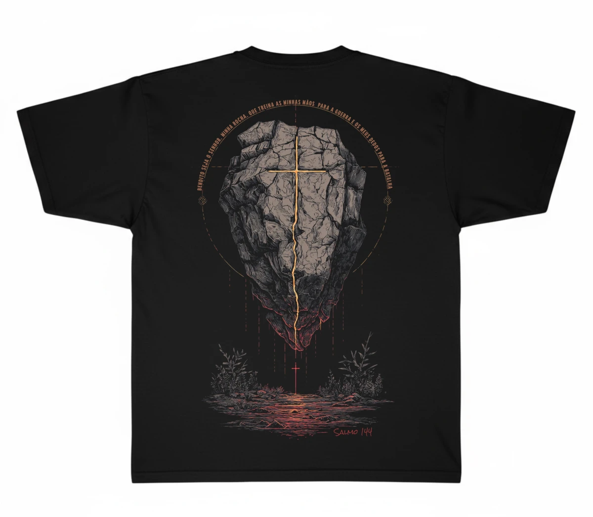 Camiseta Salmo 144 - Rocha e Cruz