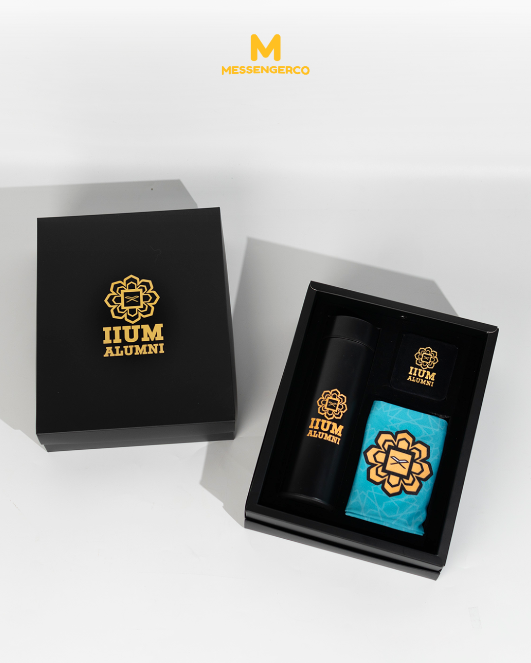 Custom corporate gift designed for IIUM alumni dinner, featuring event branding and personalized elements.