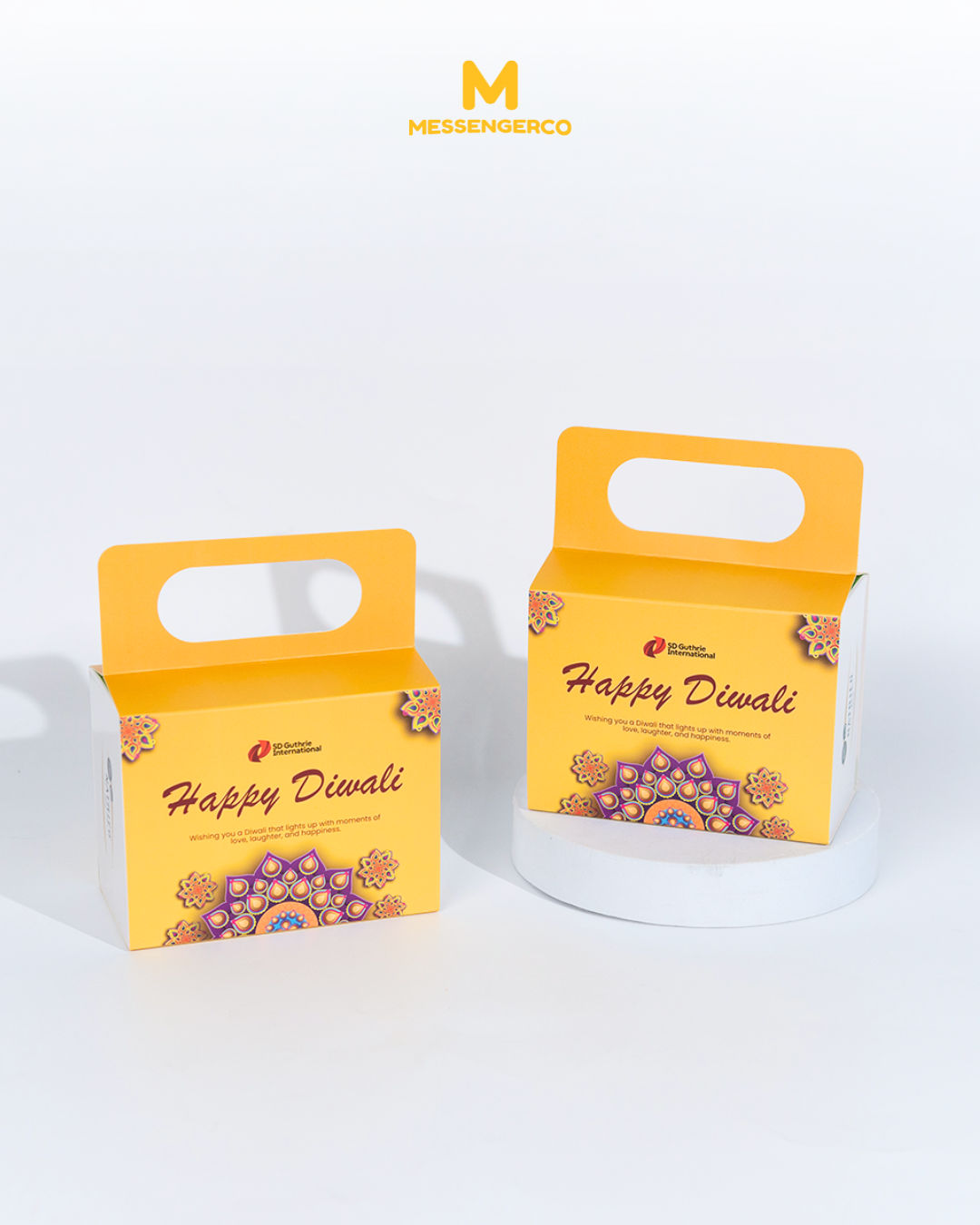 single happy diwali custom box packaging with modern festive print for sd guthrie