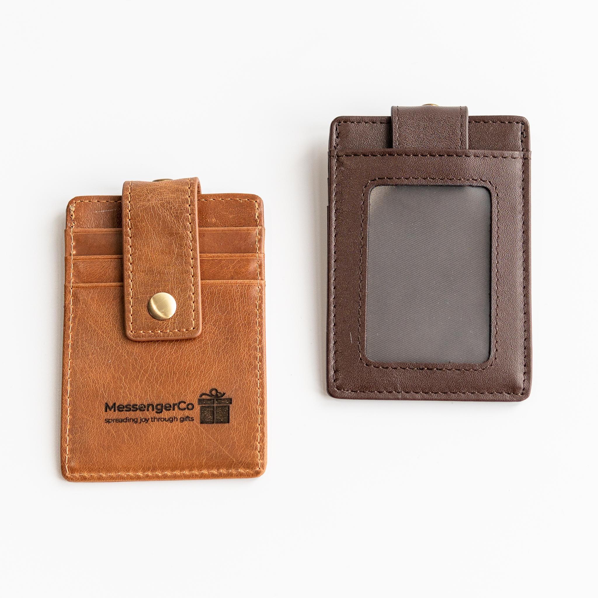 Personalised engraved multi slot id card holder + lanyard set - genuine leather product photo square-8