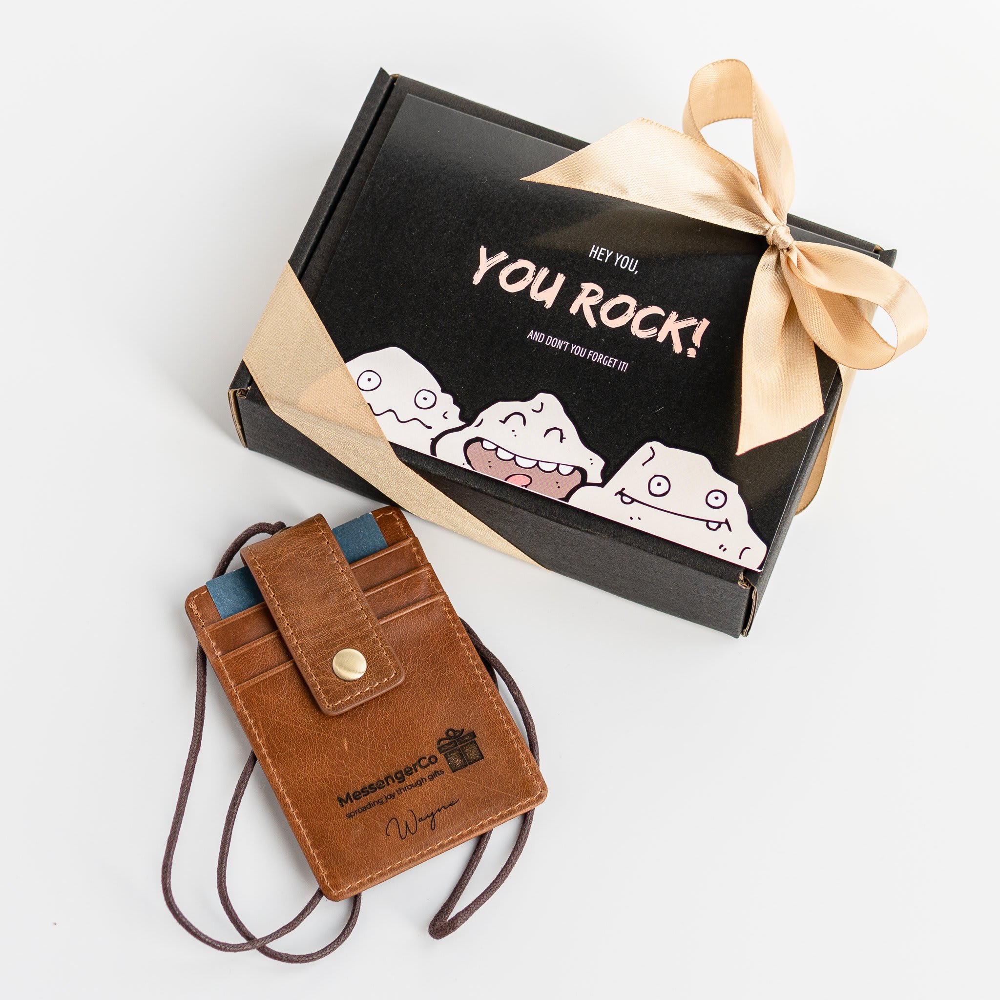 Personalised engraved multi slot id card holder + lanyard set - genuine leather product photo square-9