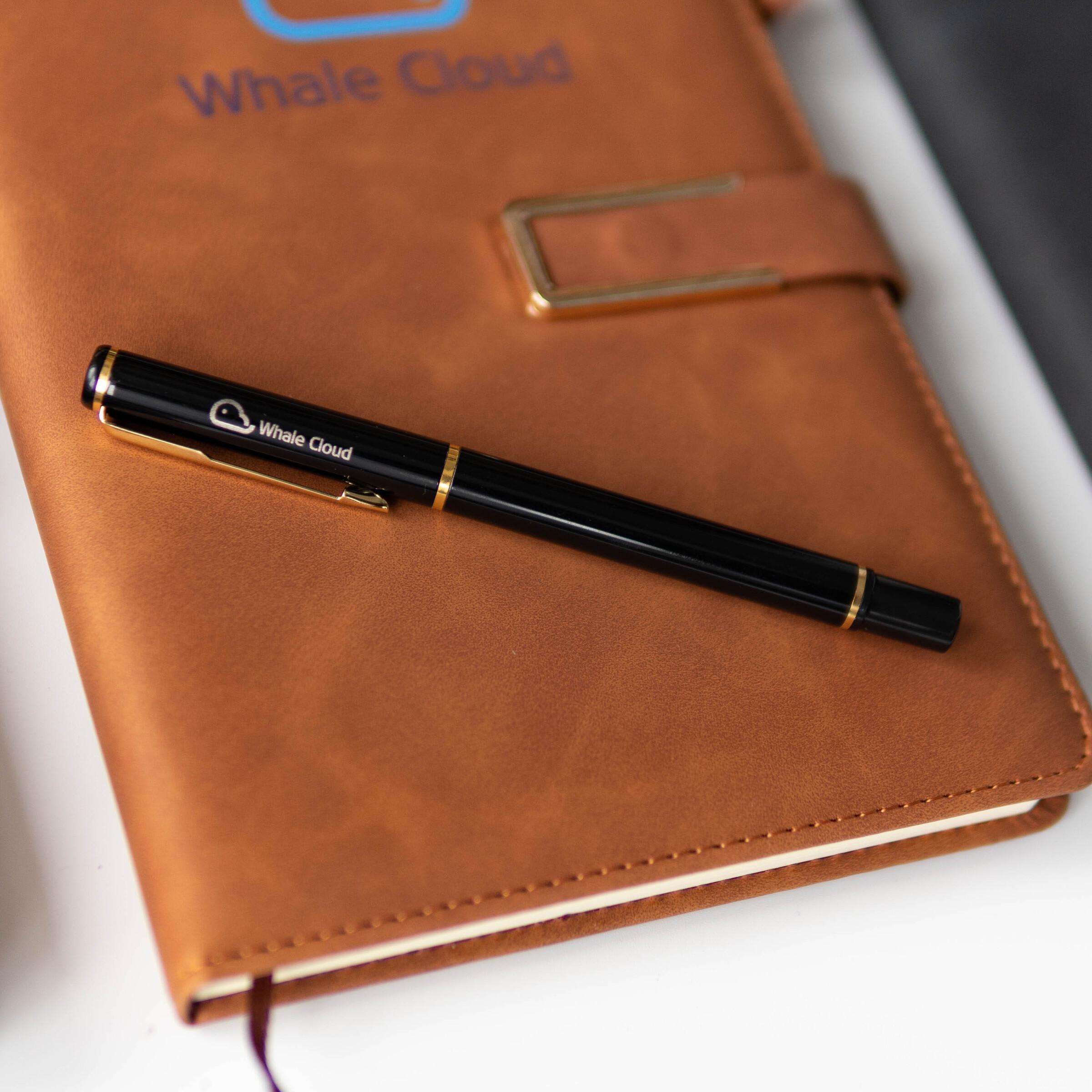 Custom logo notebook and pen- whale cloud product photo square-5