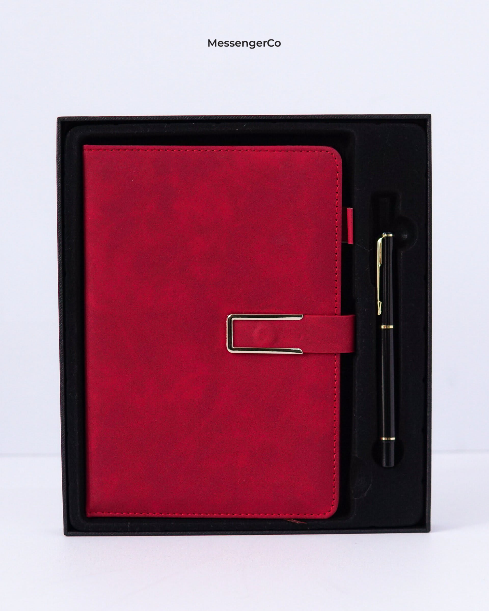 Personalised notebook & pen gift set product photo portrait-5