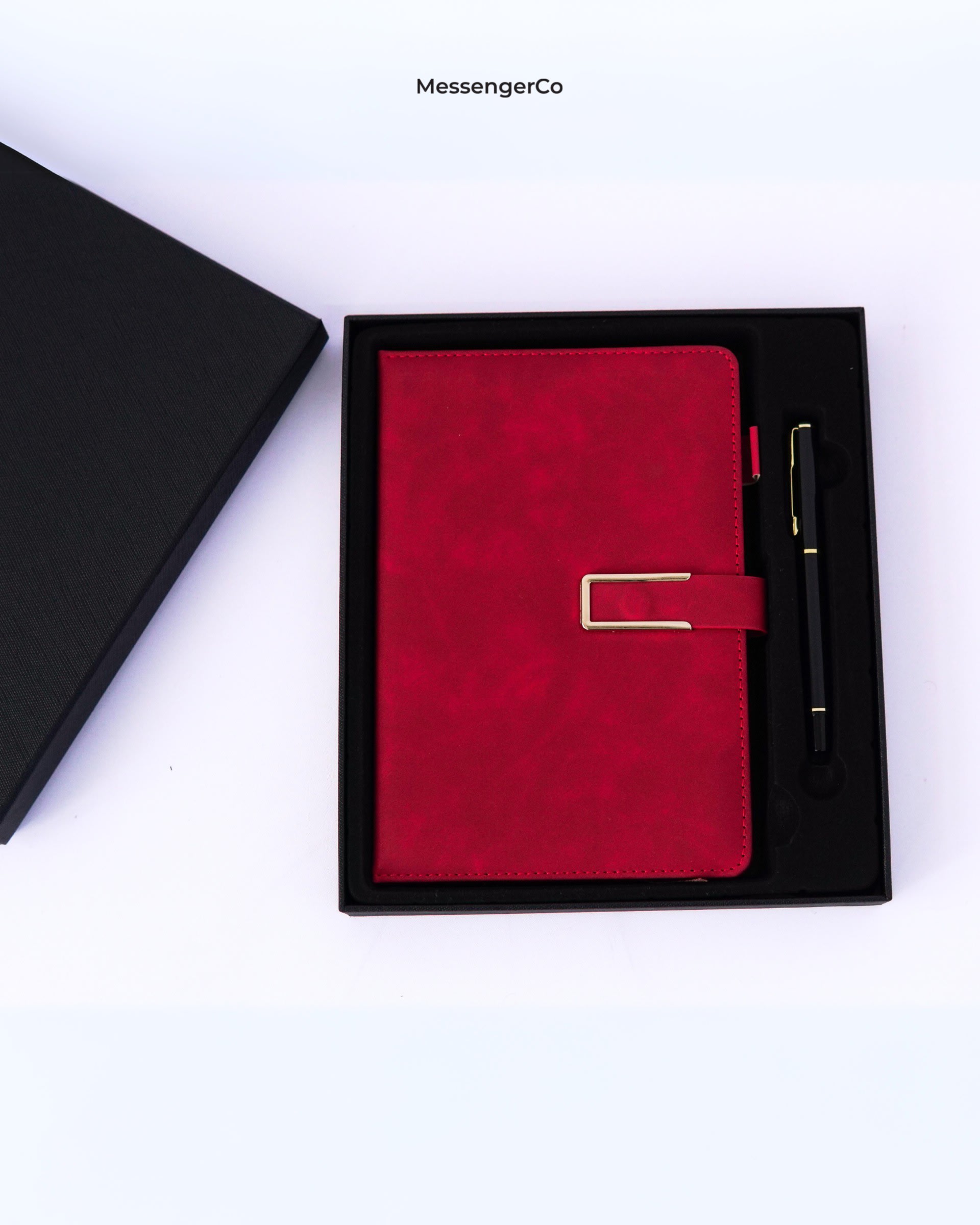Customised notebook & pen gift set product photo portrait-4