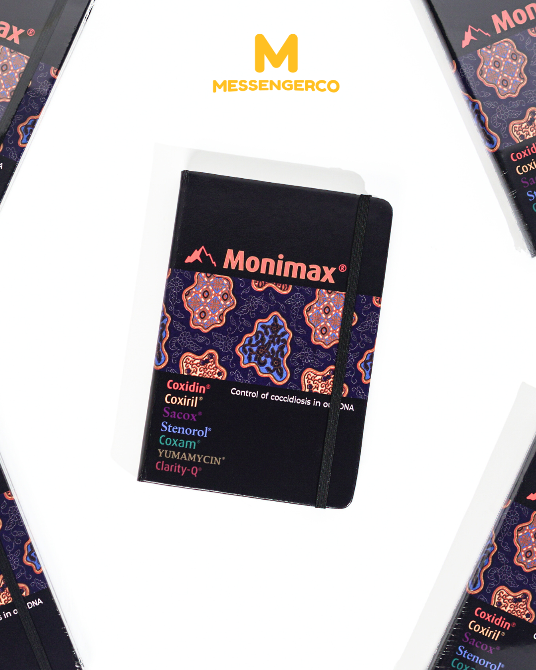 unique batik patterned notebook with elastic band customised for huvepharma malaysia branded gifts