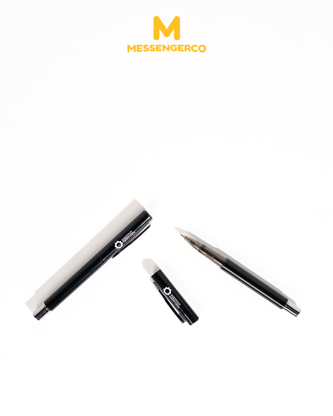black lumo gel pen set with refill cartridge from lakoo advertising corporate seminar giveaway