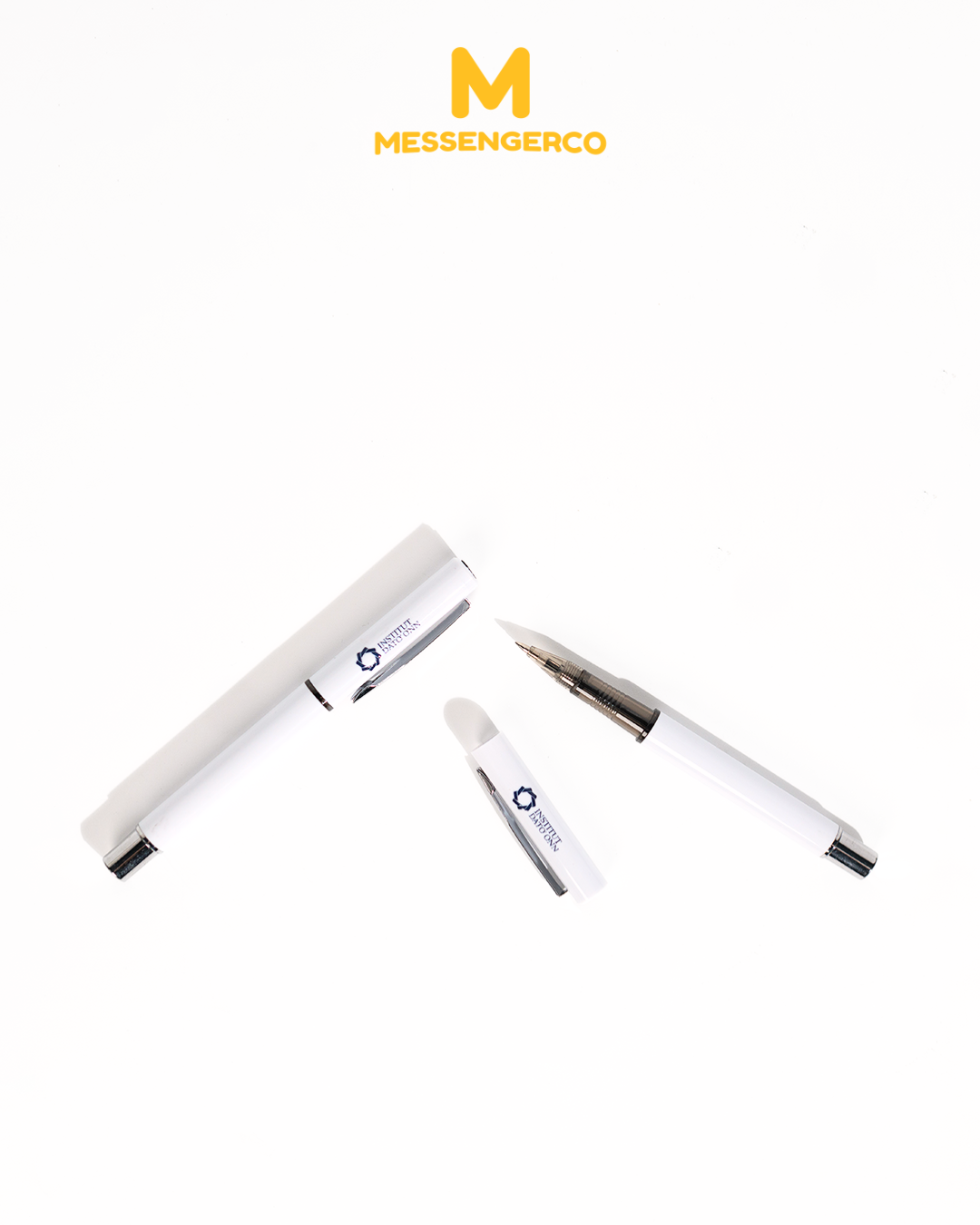 white lumo gel pen set with refill cartridge customised for lakoo advertising & consultant