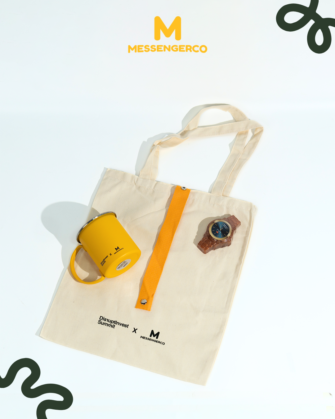 canvas tote bag set with yellow mug and soap curated for disruptinvest summit 2025 appreciation gifting