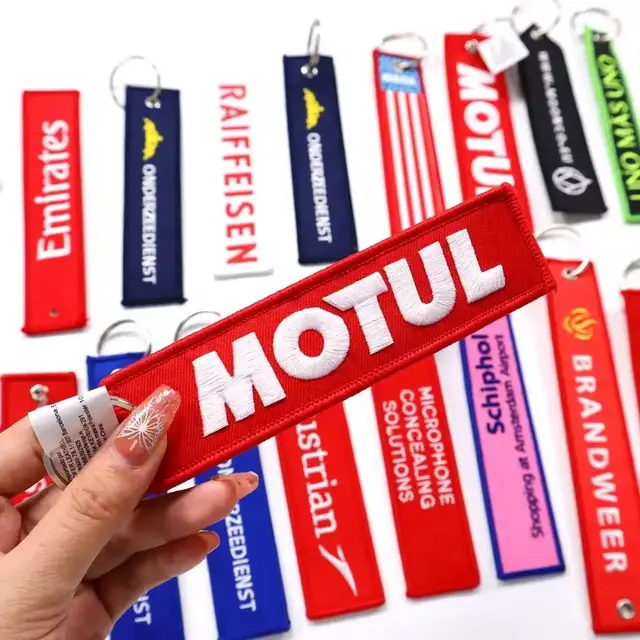 samples of fabric keychain keyholder customisable
