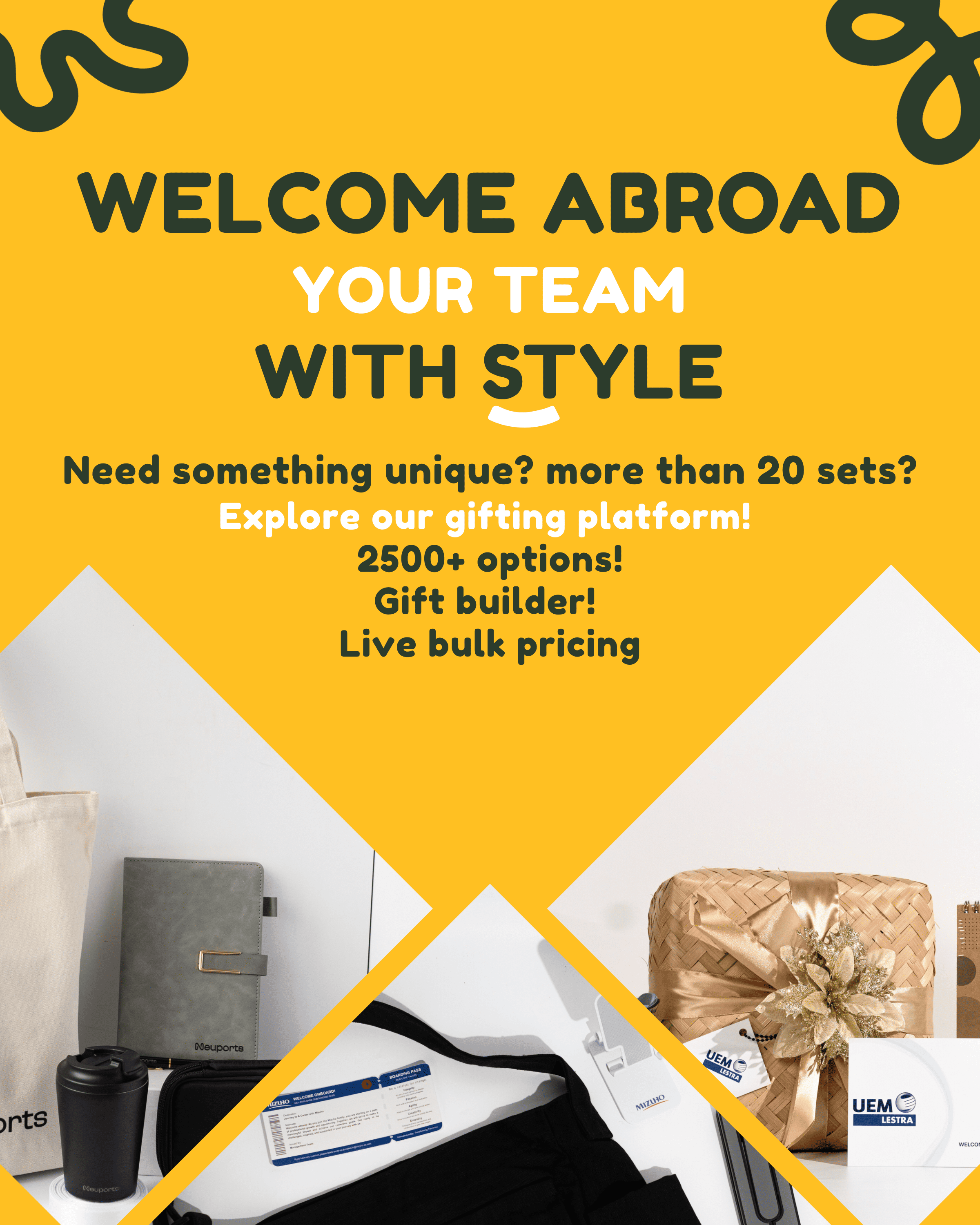 welcome onboarding kit collection banner with orange background with some cool onboarding kits.