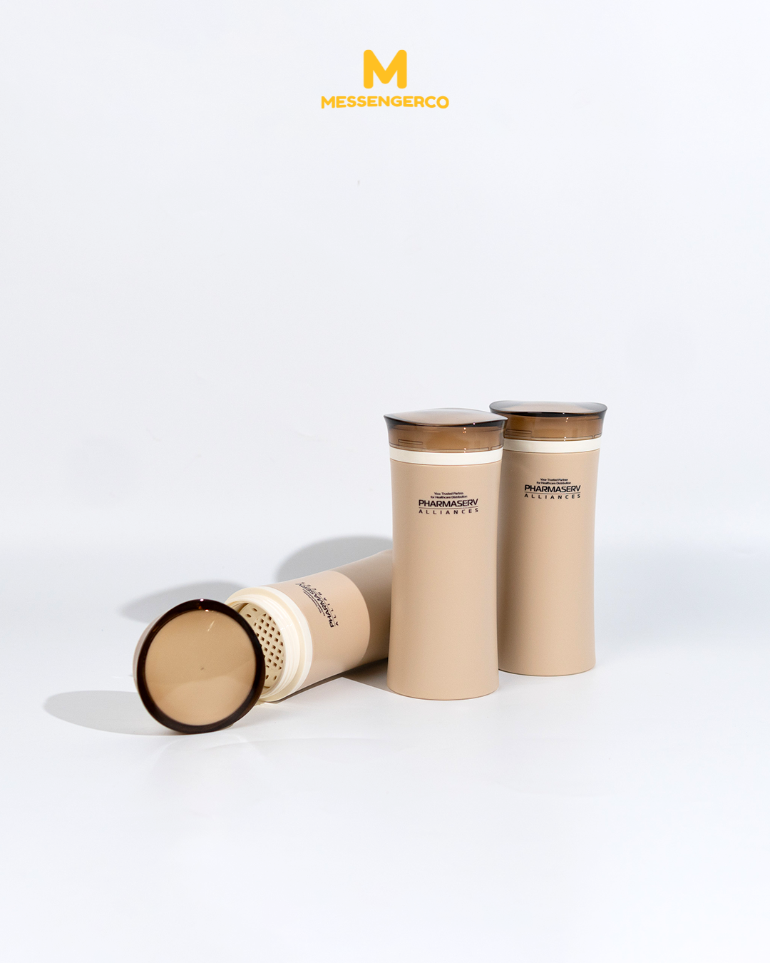 A glossy stainless steel vacuum mug with the KPJ Healthshoppe logo, suitable for promotional or retail use on a health-focused product showcase.