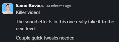 Samu Kovács giving direct feedback on a video