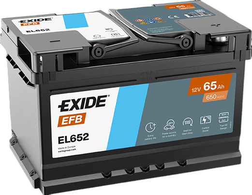 BATTERIA EXIDE 65Ah EFB 12V 650A BASSA - EL652