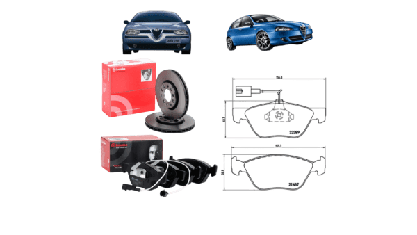 Kit Freni Anteriori per Alfa Romeo 147 156 BREMBO DIschi 09.4939.21 + Pastiglie P 23 077 - K.FRENI.ALFA.147.156.BREMBO