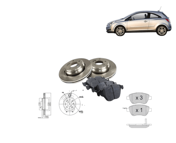 DISCHI CD7304V + PATTINI FRENI ANTERIORI BP3294 OPEL CORSA D 1.0 BENZINA 2006> BREMSI - K.FRENI.OPEL.CORSA