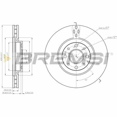 DISCO FRENO Anteriore Bremsi LANCIA DELTA, MITO, STILO D.281 - CD7122V