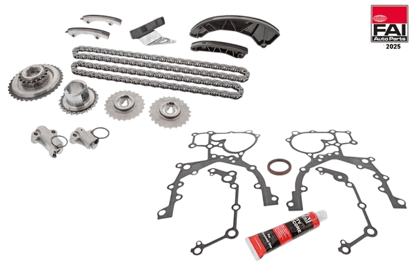 kit catena distribuzione fai autoparts simplex, catena articolata galle, superiore, inferiore - tck444