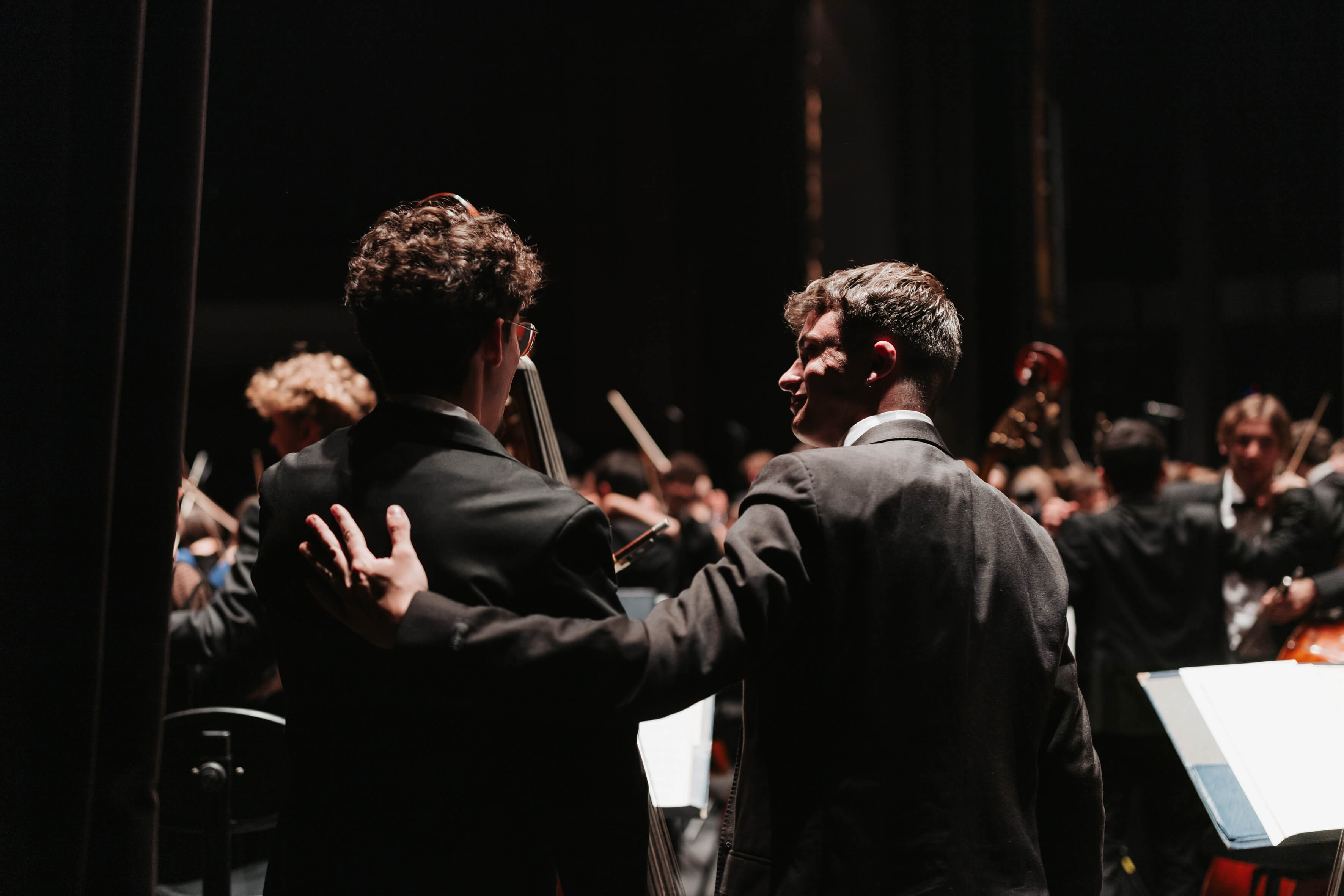 Youth orchestra on stage.