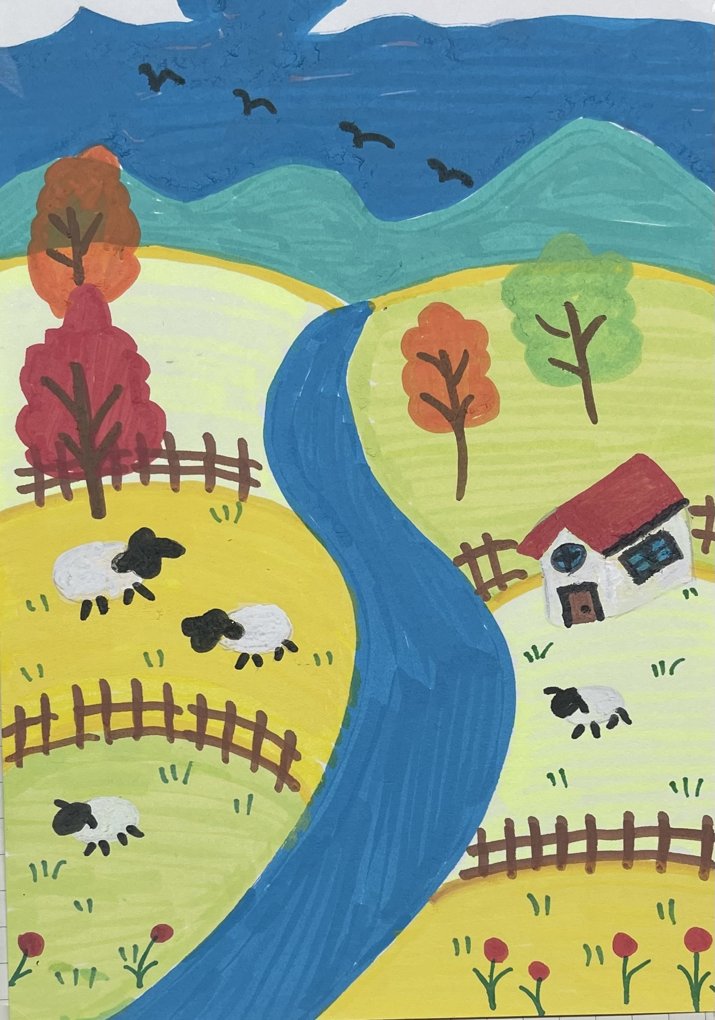 River Through the Sheep Fields