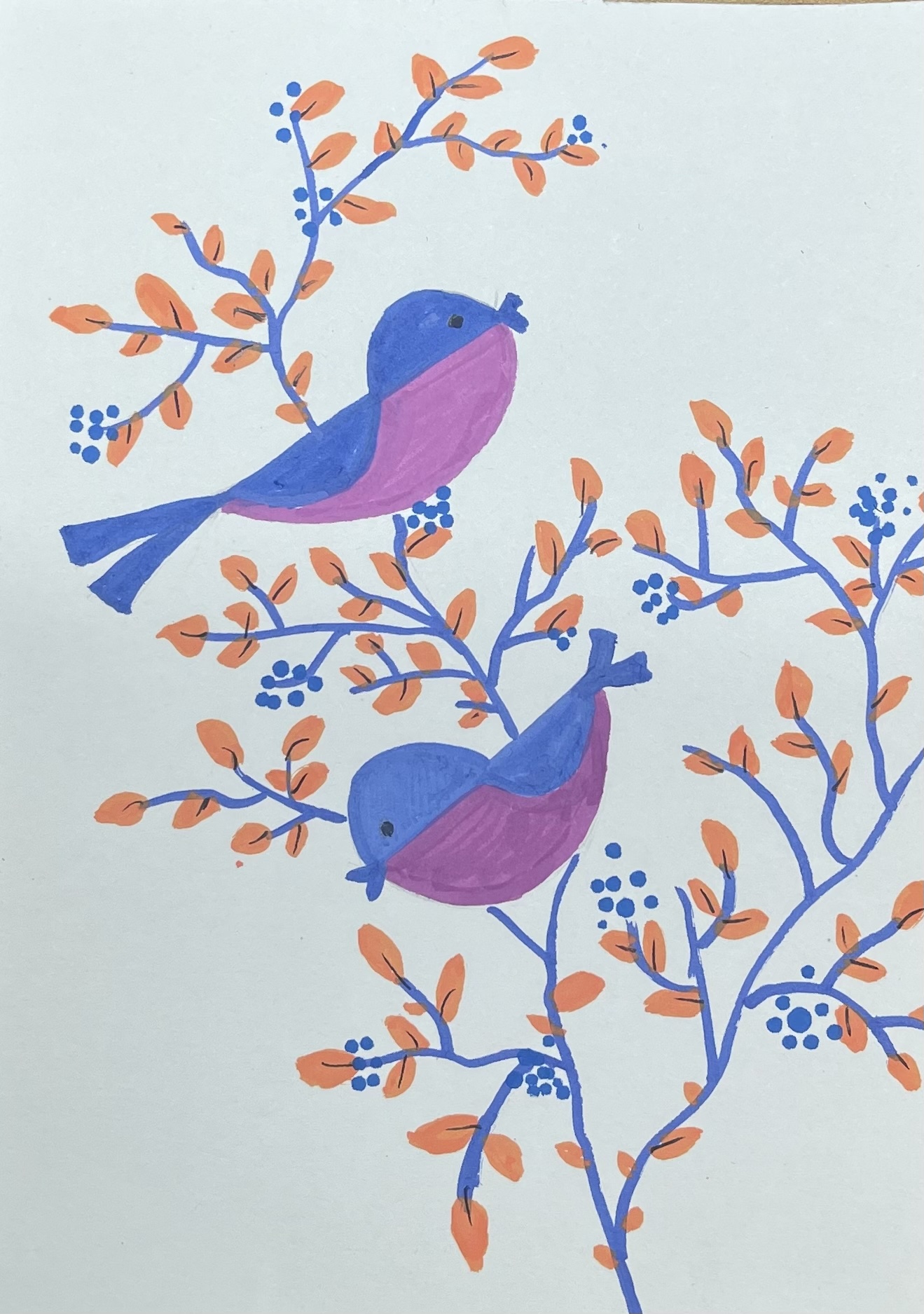 Two Birds in Bright Branches