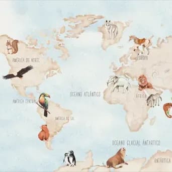 Papel de parede BAMBINE referência BA0049 Painel Mapa Mundi 350cmX150cm