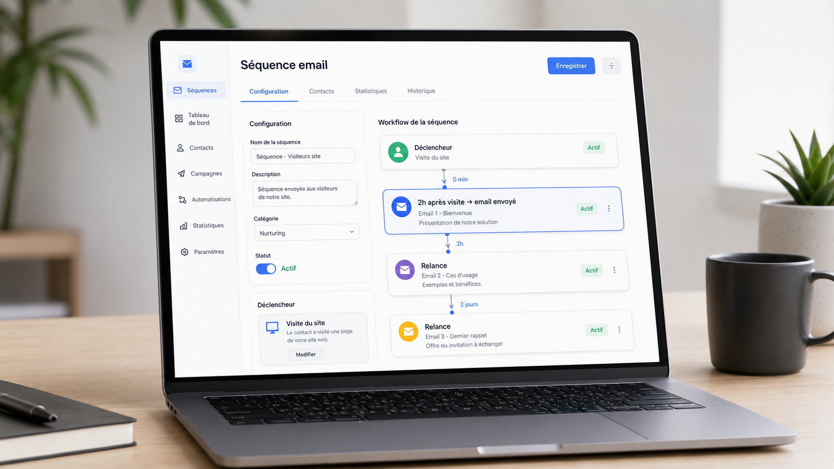 Dashboard séquences email OpenAvis