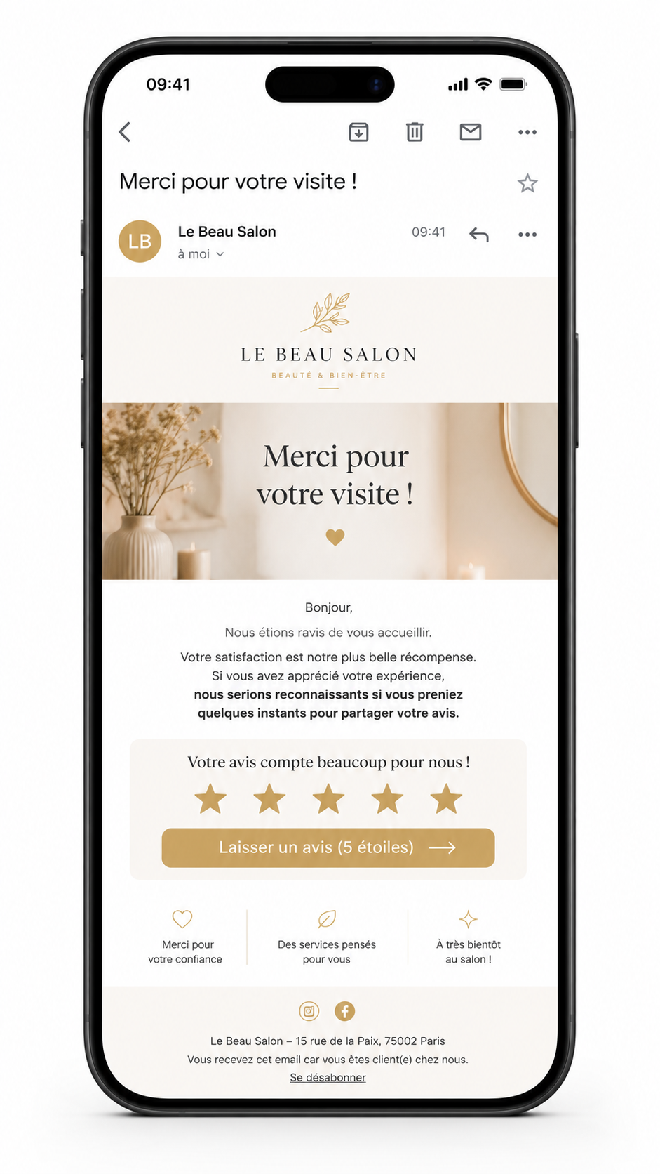 Email avis Google sur téléphone