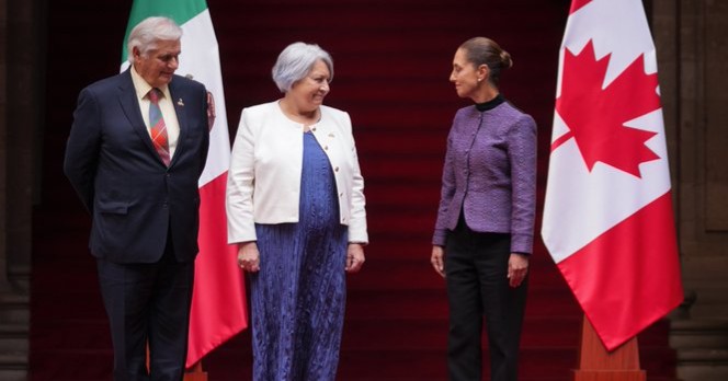 Claudia Sheinbaum recibe a gobernadora general de Canadá en Palacio Nacional