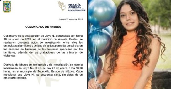 Localizan a joven desaparecida en Puebla; no estaba embarazada