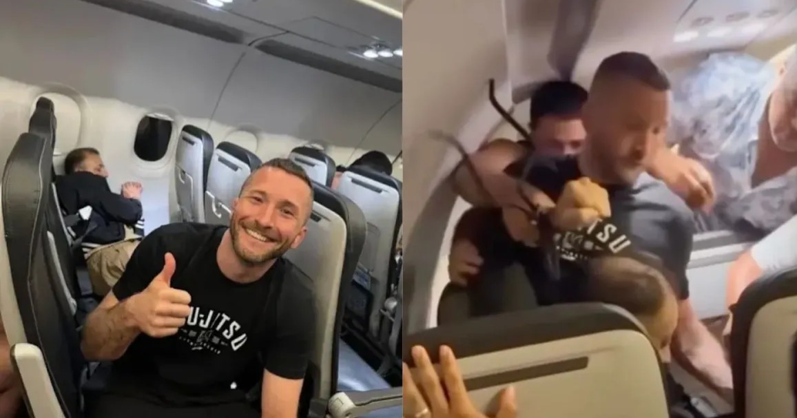 Pasajero evita tragedia al someter a hombre que intentó abrir puerta de avión