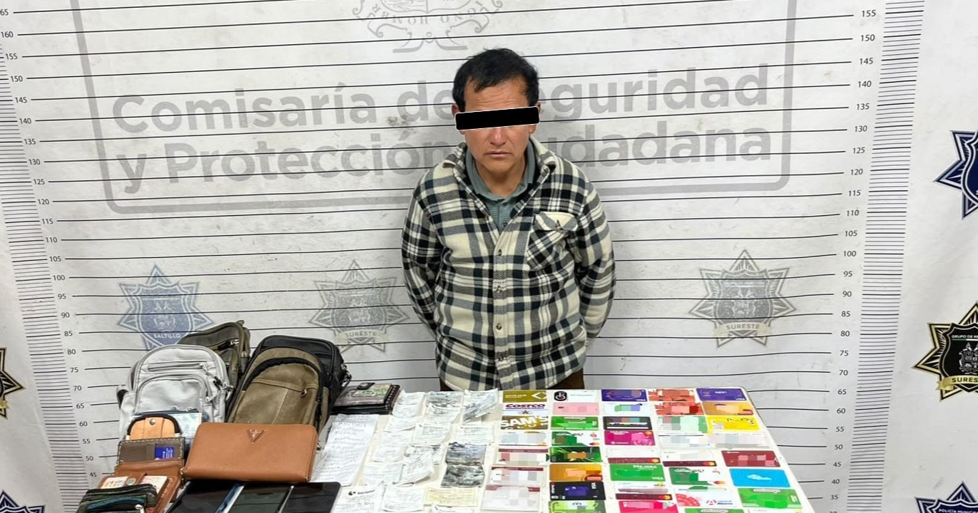 Detienen en Saltillo a carterista de adultos mayores vinculado a robos en 12 municipios y siete estados