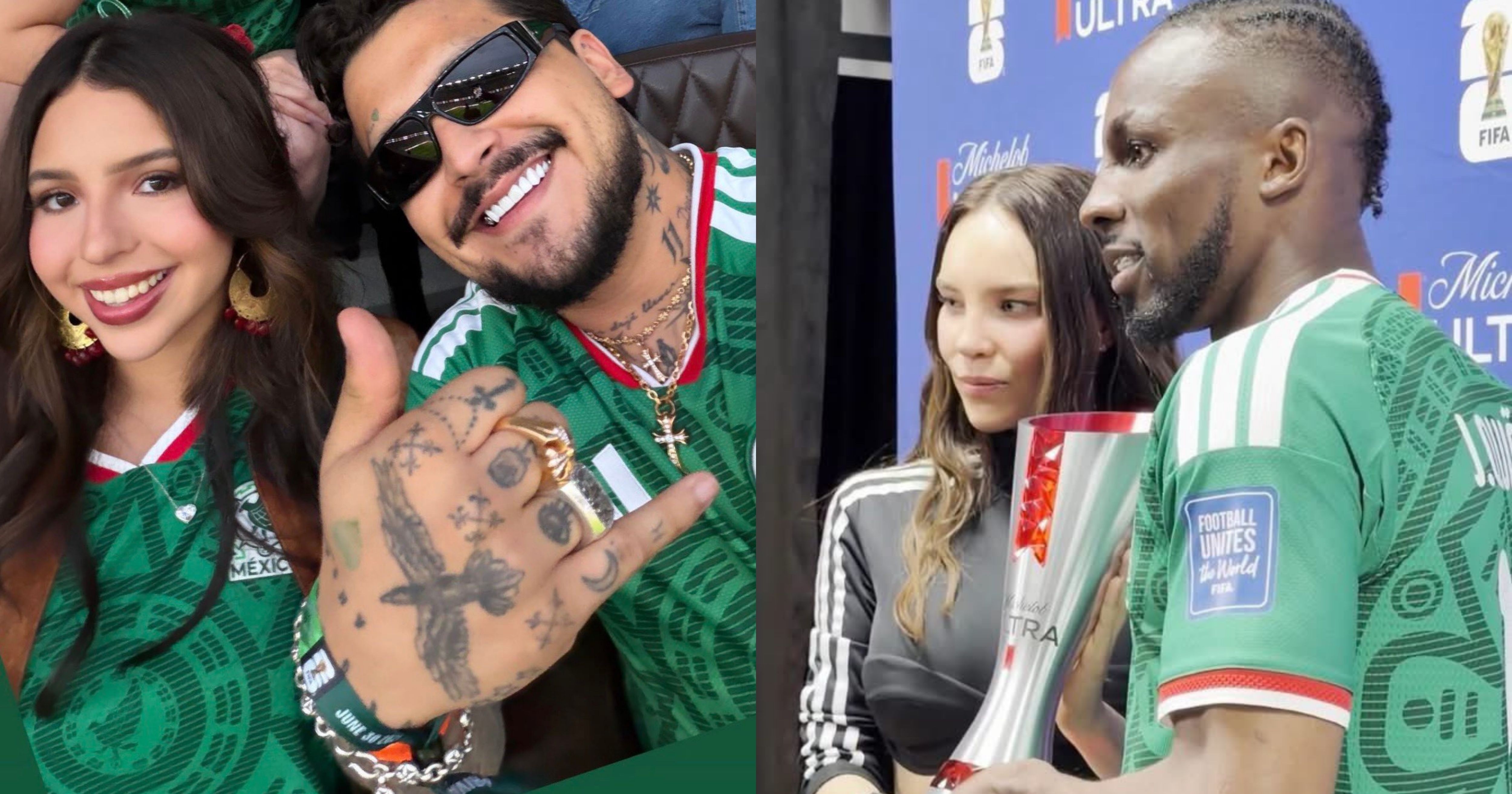 Belinda, Christian Nodal y Ángela Aguilar coinciden en el mismo partido