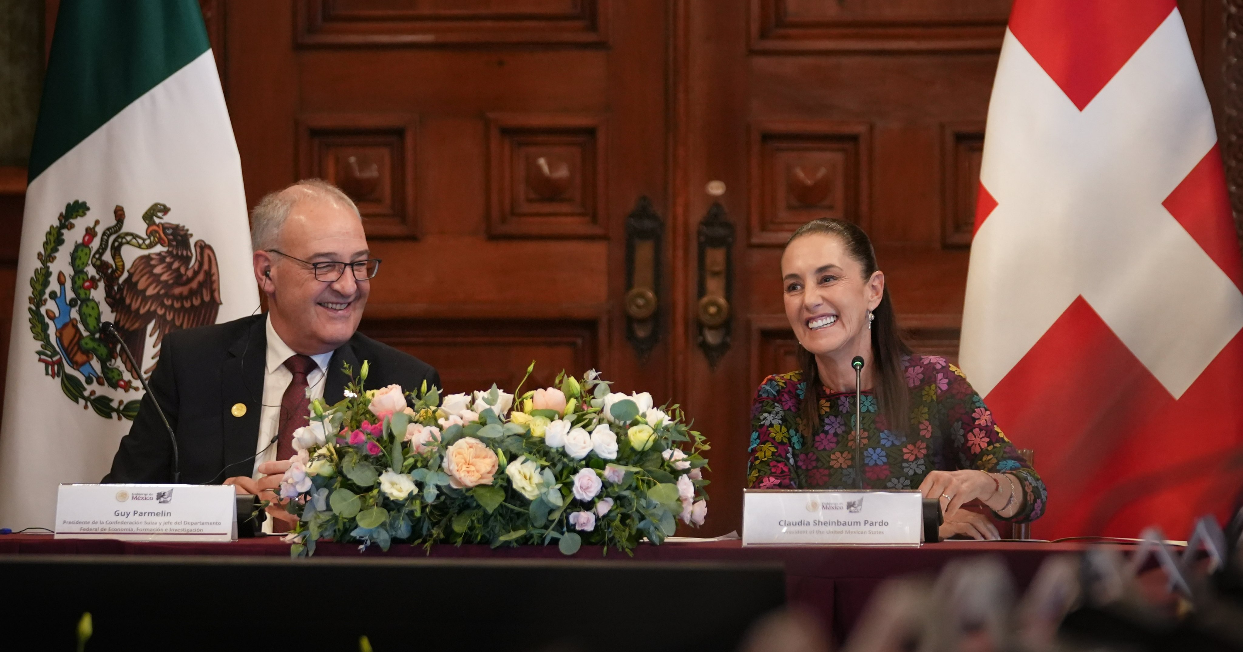 Presidenta Sheinbaum recibe a Guy Parmelin en Palacio Nacional