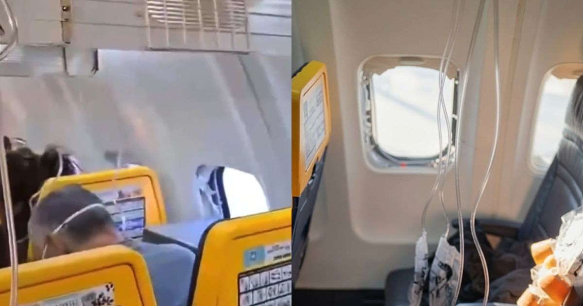 Ventanilla de avión se desprende en pleno vuelo y deja a un pasajero herido