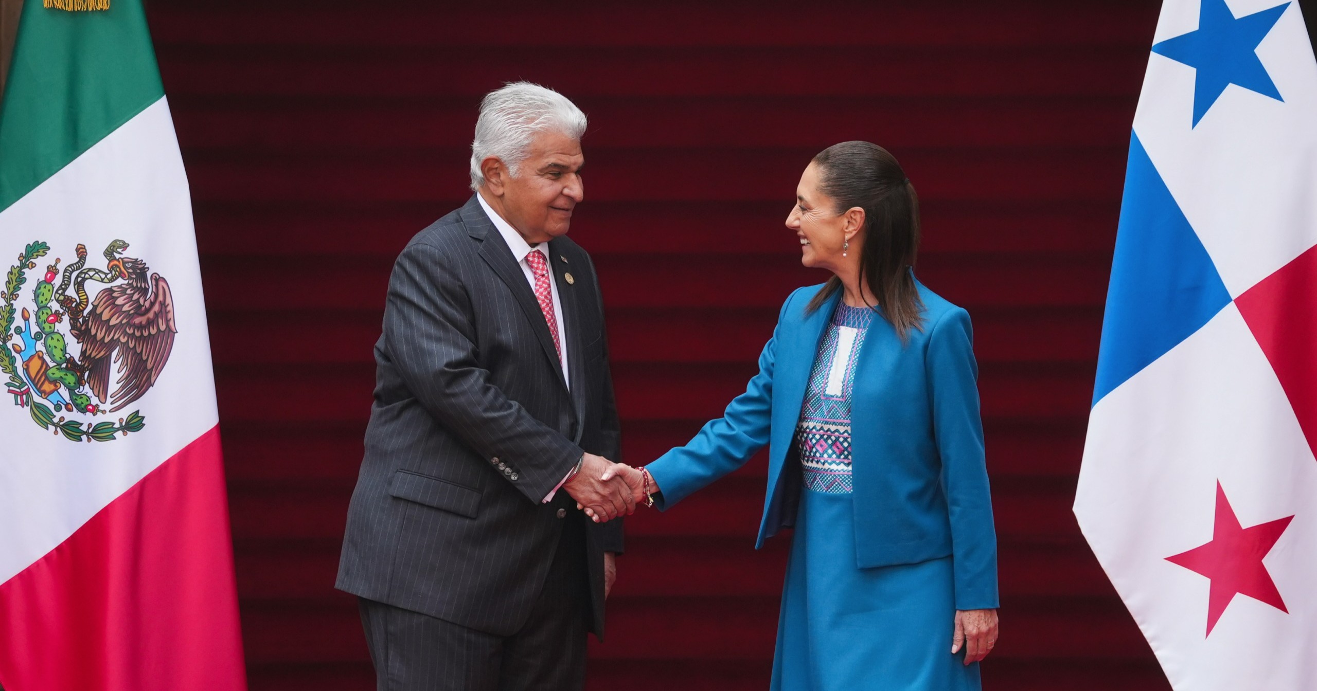 Presidenta Claudia Sheinbaum recibe en Palacio Nacional al presidente de Panamá́