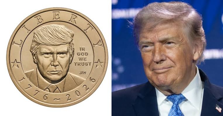 Presentan moneda de un dólar con el rostro de Donald Trump