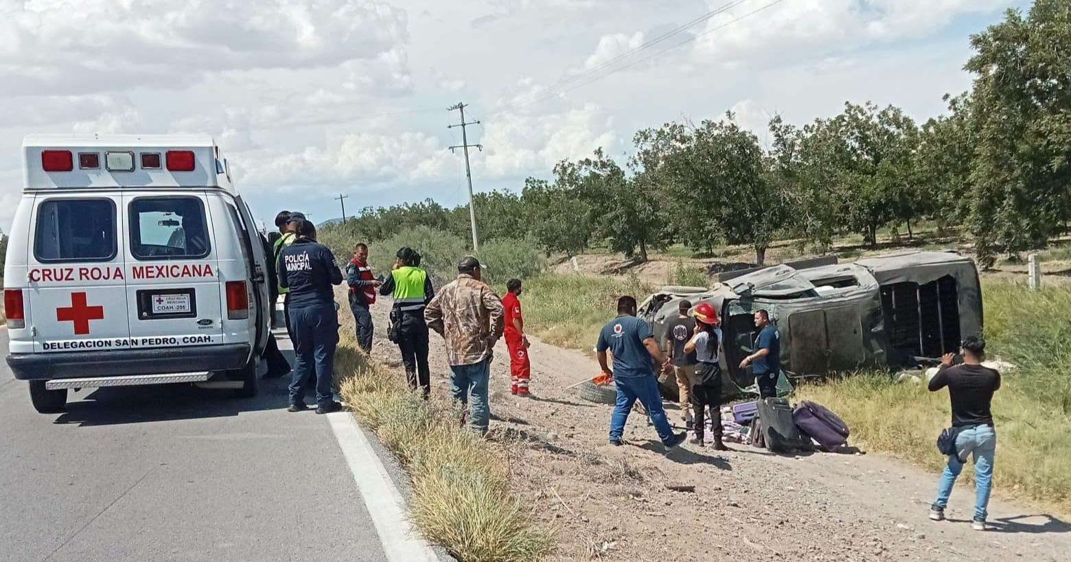 Volcadura deja dos personas heridas en San Pedro, Coahuila