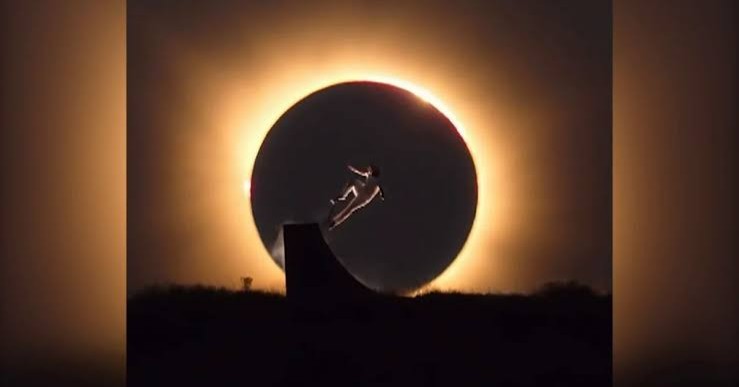 Danny León aprovecha eclipse para espectacular imagen sobre su skate