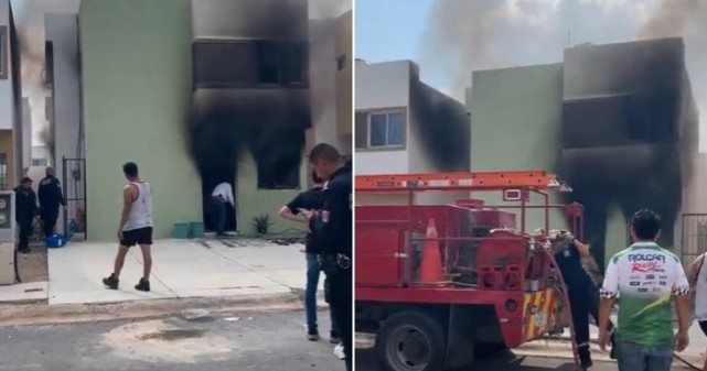 Incendio consume planta baja de vivienda en Piedras Negras; habitante escapa por ventana