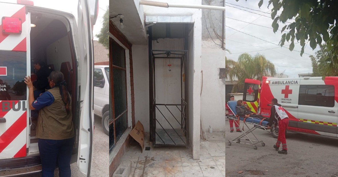 Desplome de elevador deja cuatro lesionados en Torreón; entre ellos una mujer embarazada
