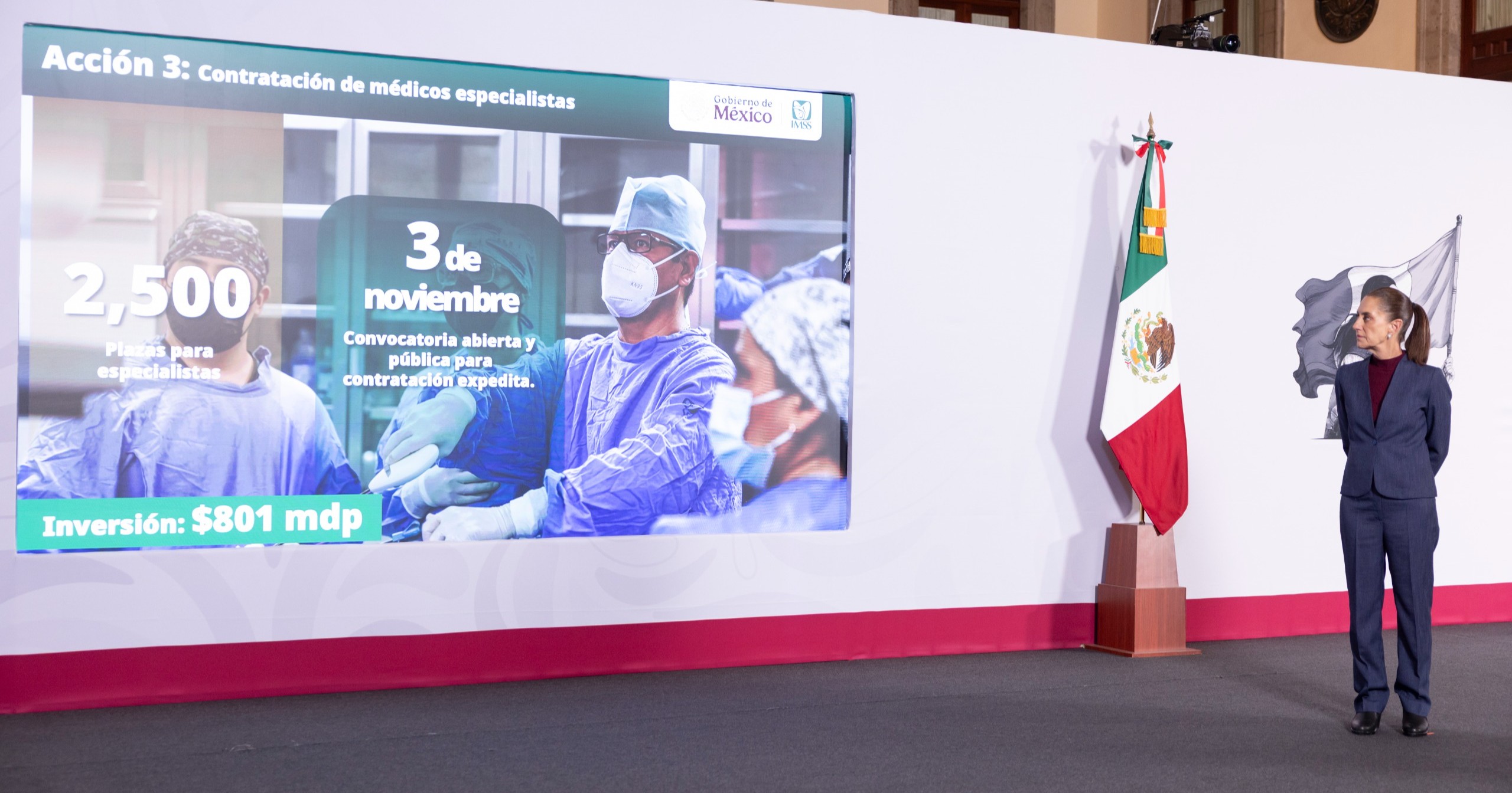 Presidenta anuncia programa emergente de 12 acciones en 120 días para mejorar la atención y las condiciones de los trabajadores en el IMSS