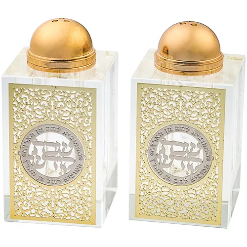 זוג מלחיות קריסטל עם פלקטה "פיליגרין" 8x4 ס"מ
