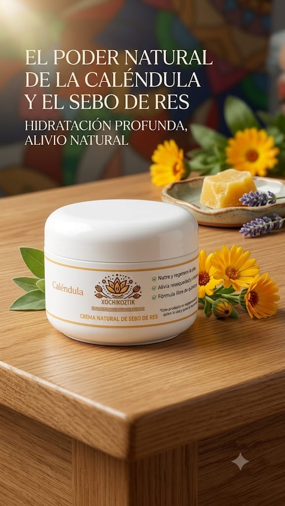 Crema natural de sebo de res con calendula