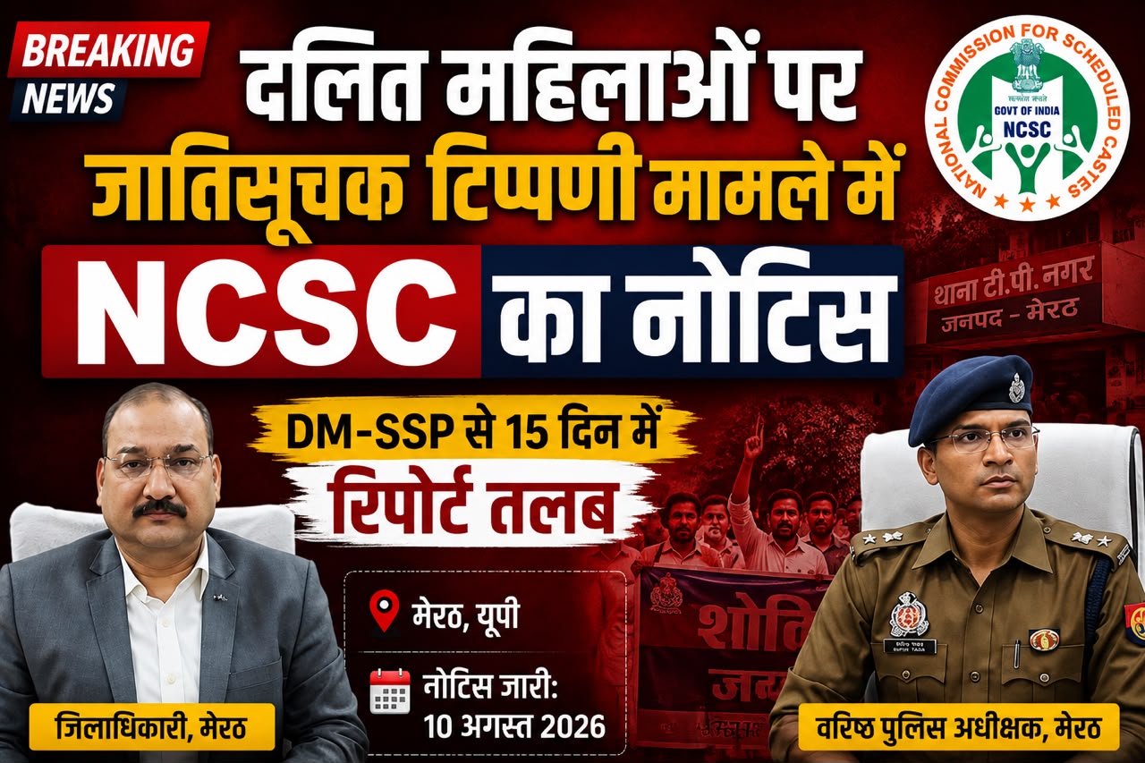 मेरठ: दलित महिलाओं पर जातिसूचक टिप्पणी मामले में NCSC का नोटिस, DM-SSP से 15 दिन में रिपोर्ट तलब! - Media 1