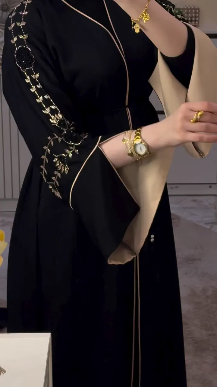 Norva Royal Double Abaya (Gold Embroidery).