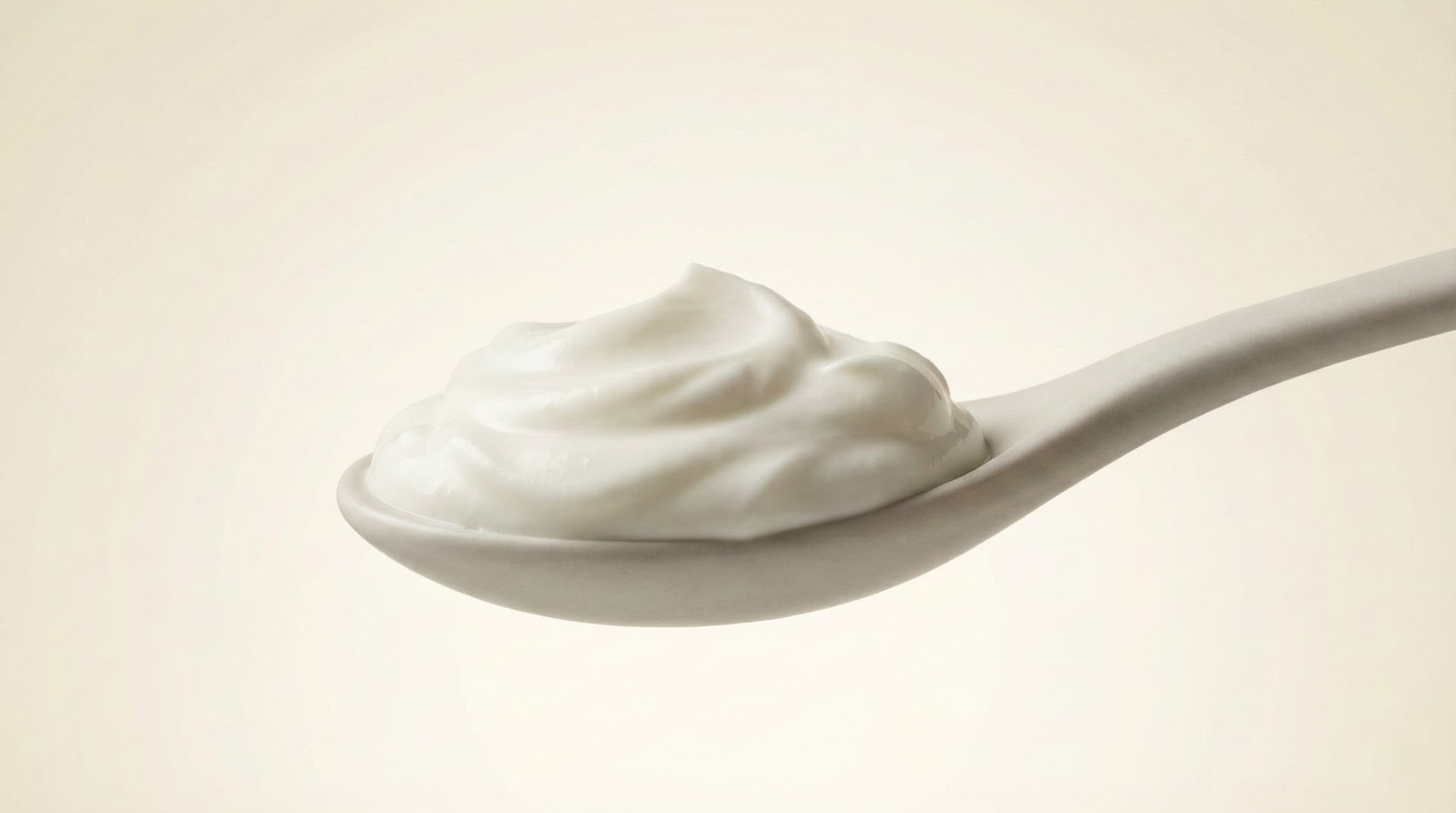 A spoon of plain Greek yogurt