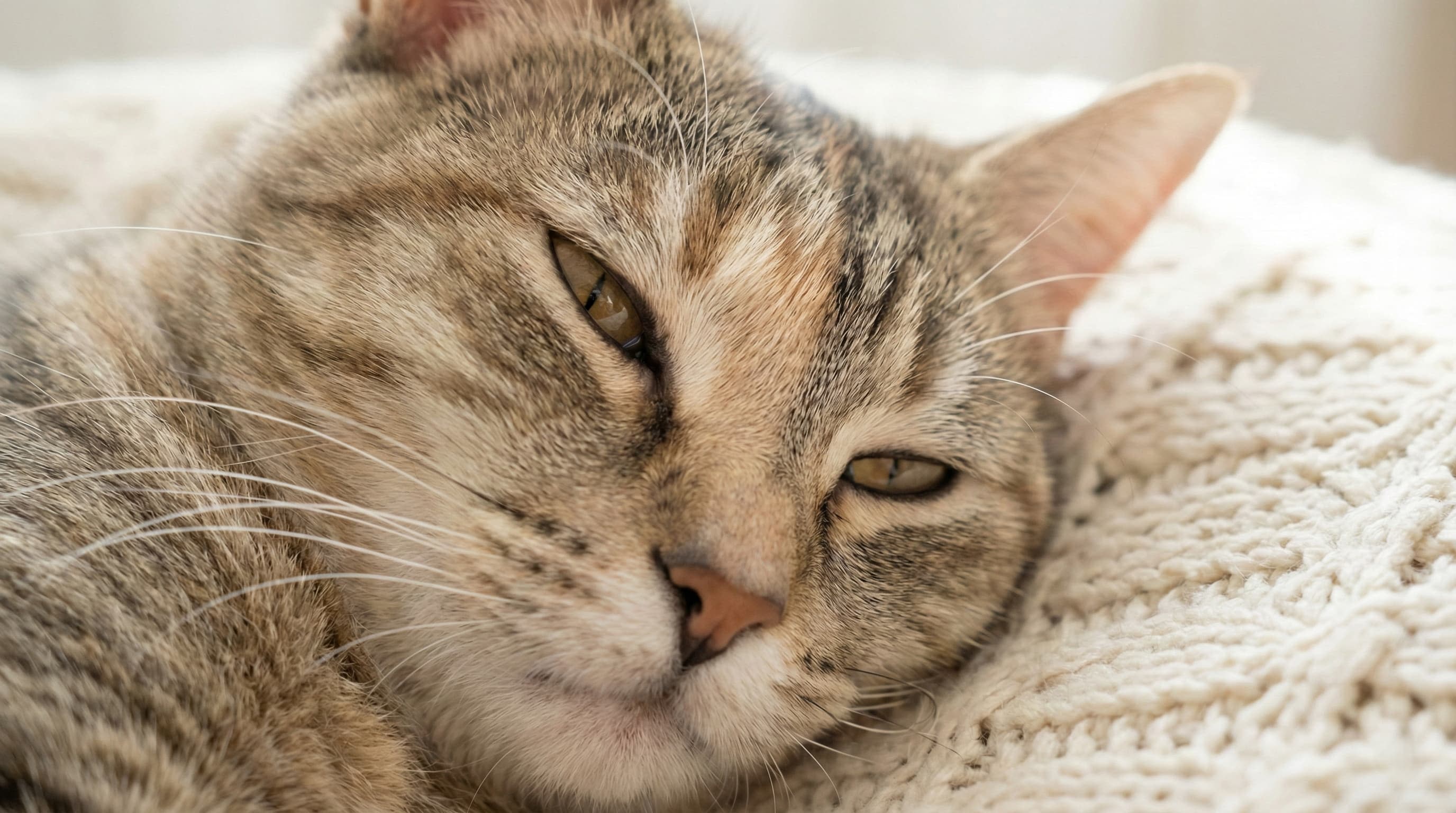 Close up of a cat slow blinking with affection