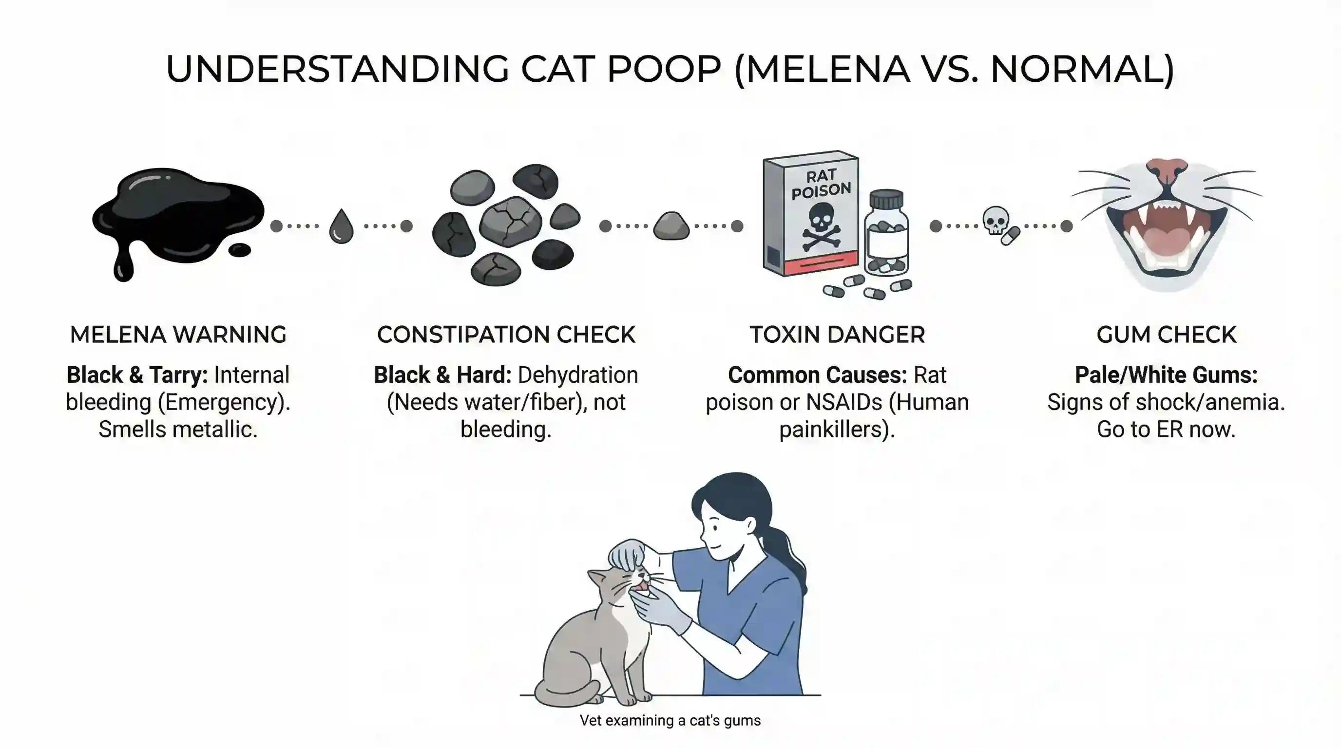 Infographic cat poop black tarry melena