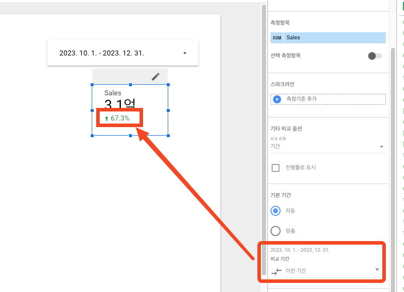 스코어카드 비교기간 표현